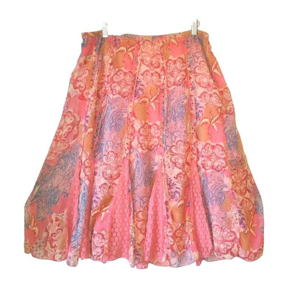 CJ Banks Skirt Womens Plus X Floral Boho Hippie Fairy A Line Pull On Flowy